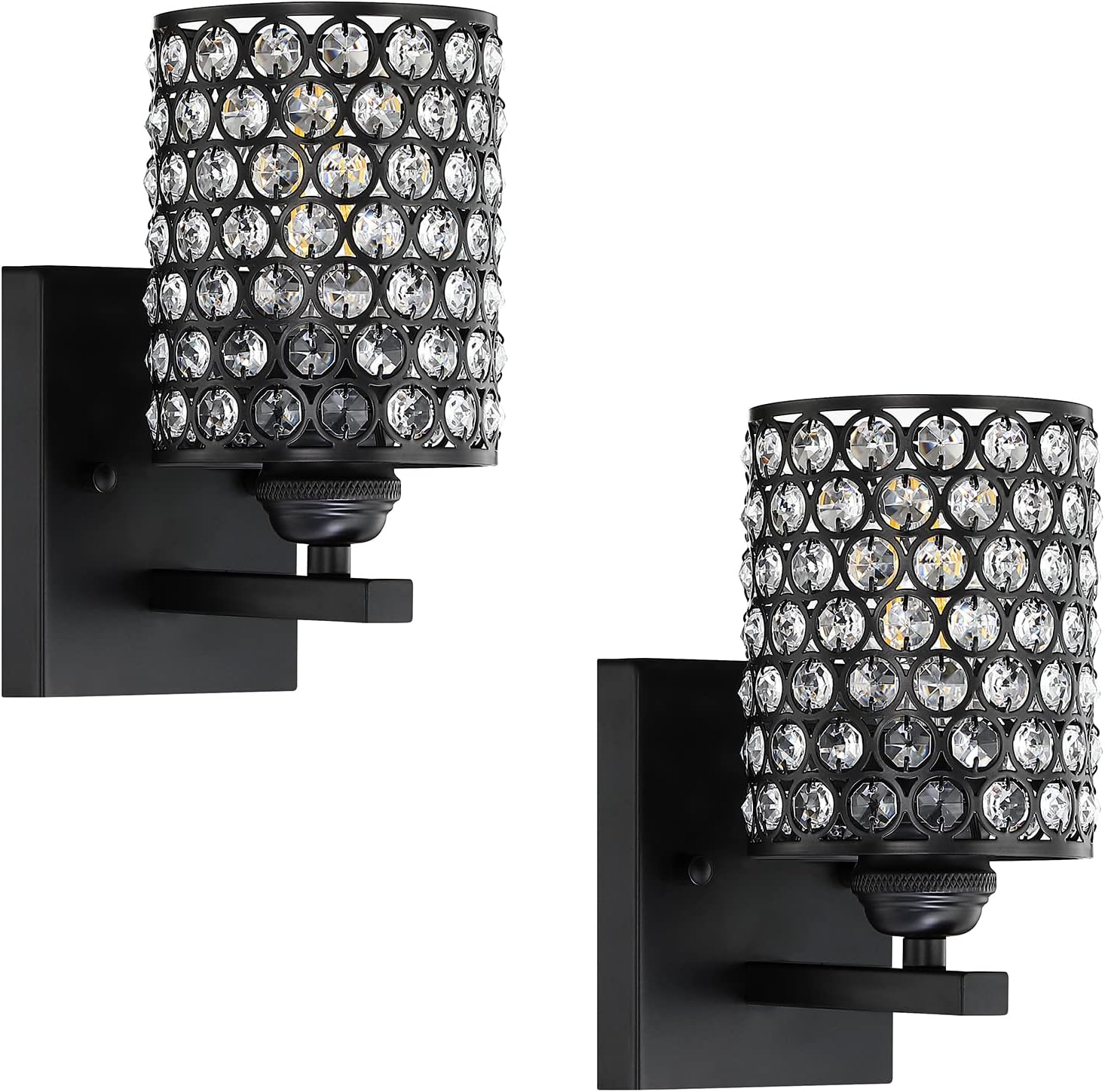 Paquete de 2 apliques de pared de cristal con acabado de bronce aceitado, lámpara de pared de estilo moderno y conciso con pantalla de cristal de