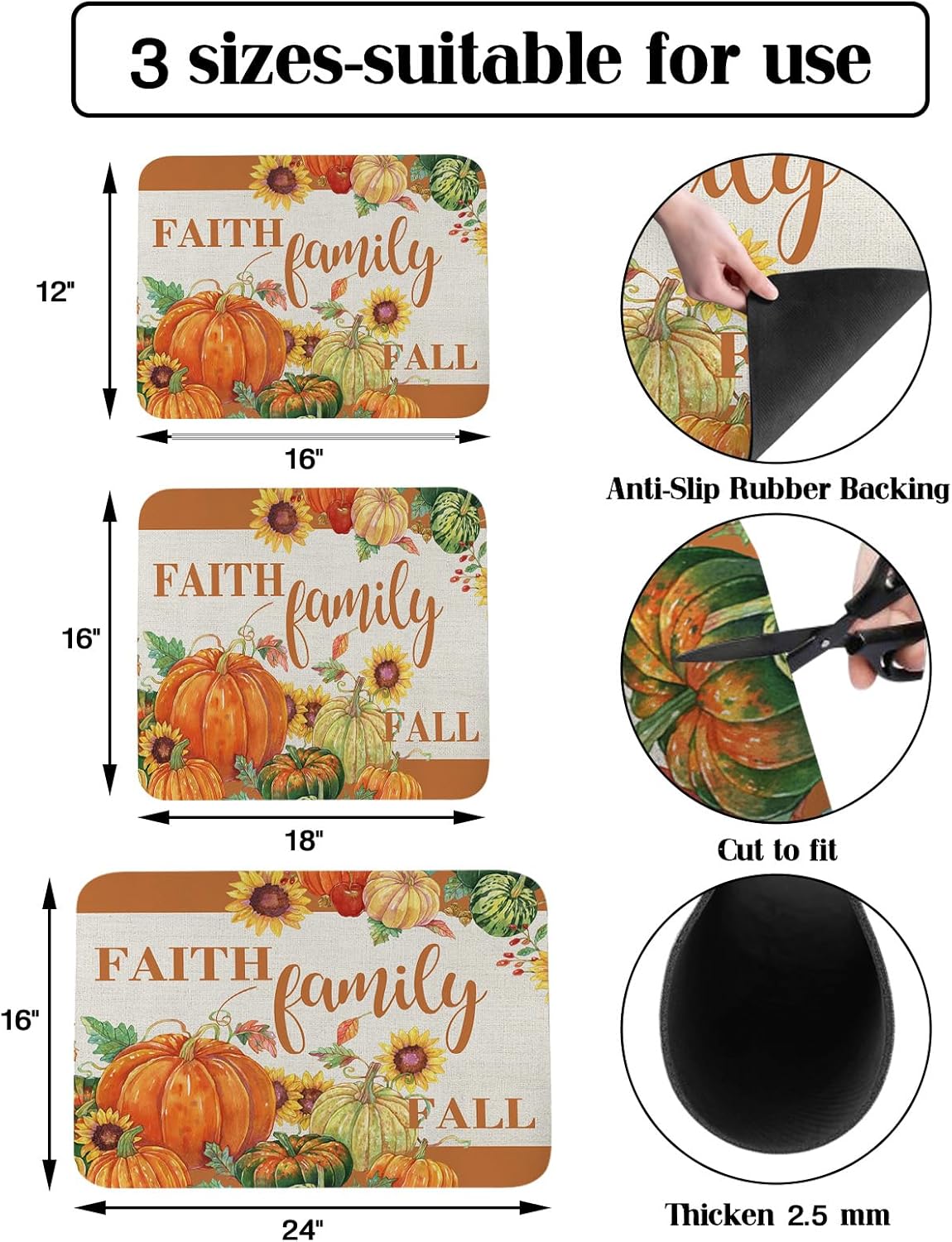 Tapete de secado de platos de calabaza otoñal para encimera de cocina, súper absorbente, de secado rápido, tapete delgado para fregadero de