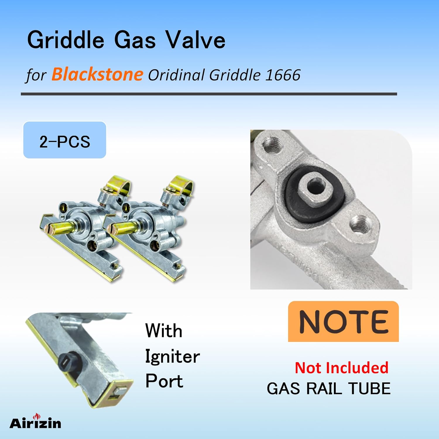Válvula de control de quemador de plancha para Blackstone de 22 pulgadas, plancha de mesa 1666, para parrilla Blackstone Gas Valve con puerto de