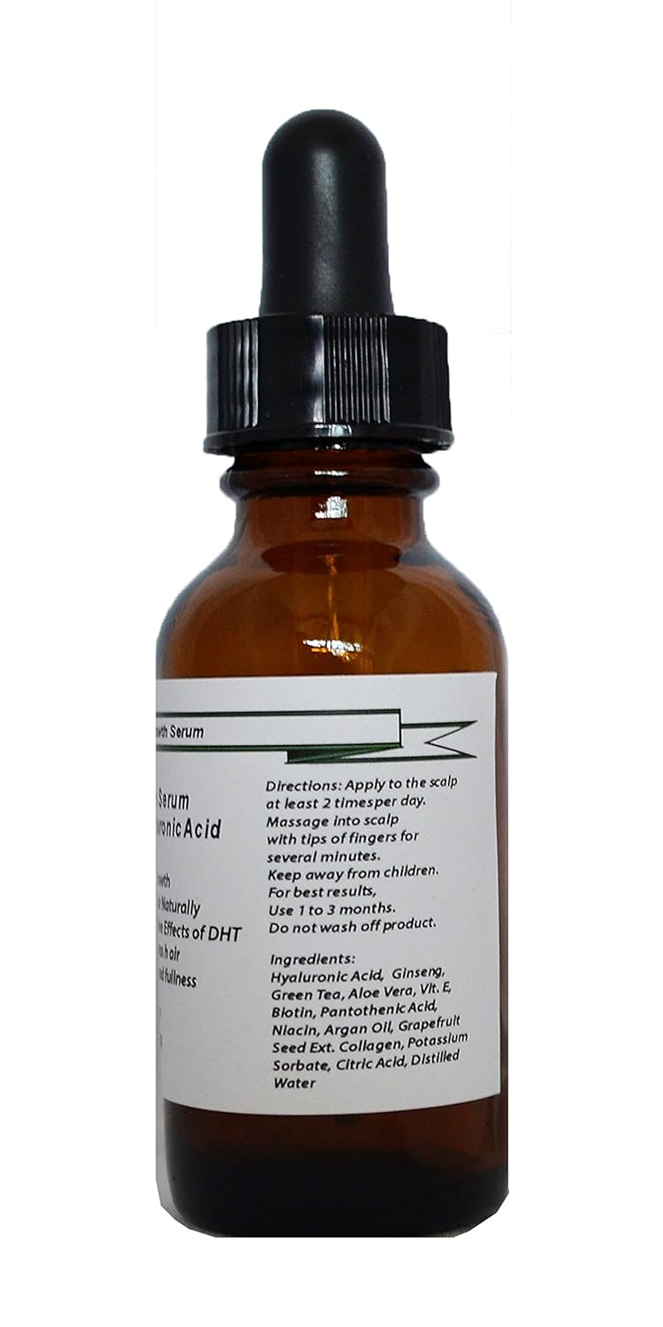 Suero profesional para el crecimiento del cabello con ginseng y ácido hialurónico para hombres y mujeres (1.2 onzas, dispensador de bomba)