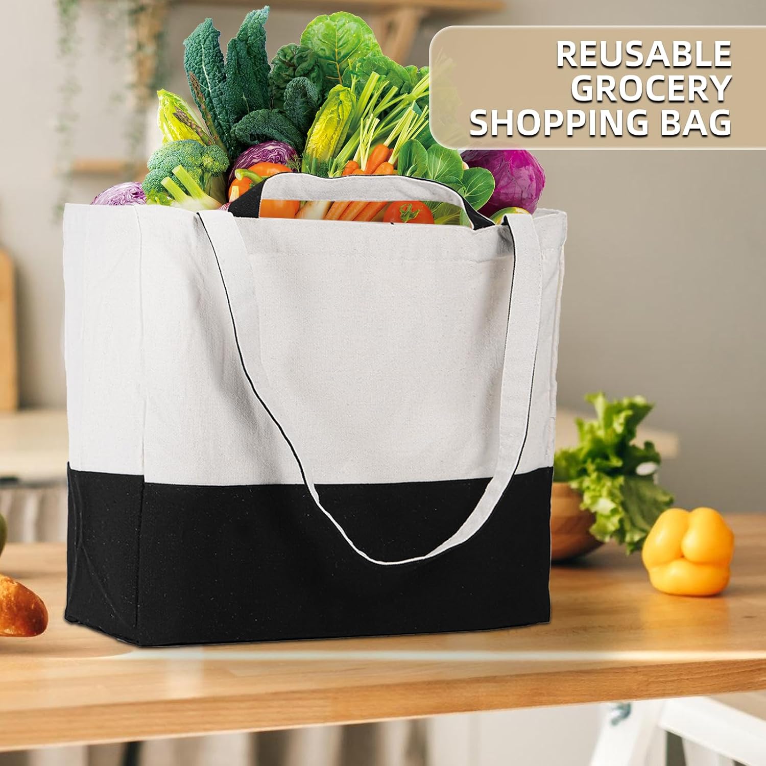 LINICE Bolsas de compras reutilizables para comestibles, plegables y resistentes, con asas