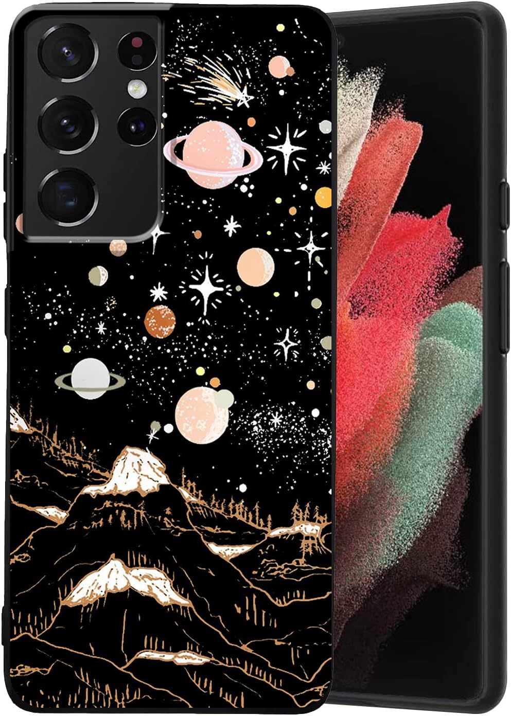 Funda compatible con Samsung Galaxy S21 Ultra, diseño de patrón estético espacial retro, protección de cuerpo completo a prueba de golpes para