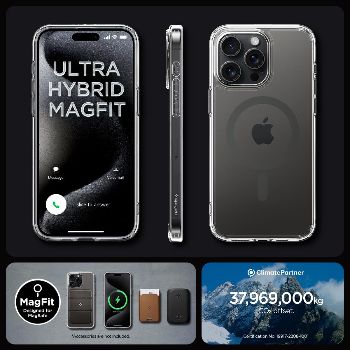 Spigen MagFit – Funda magnética ultra híbrida diseñada para iPhone 15 Pro, antiamarilleo protección de grado militar compatible con MagSafe (2023),