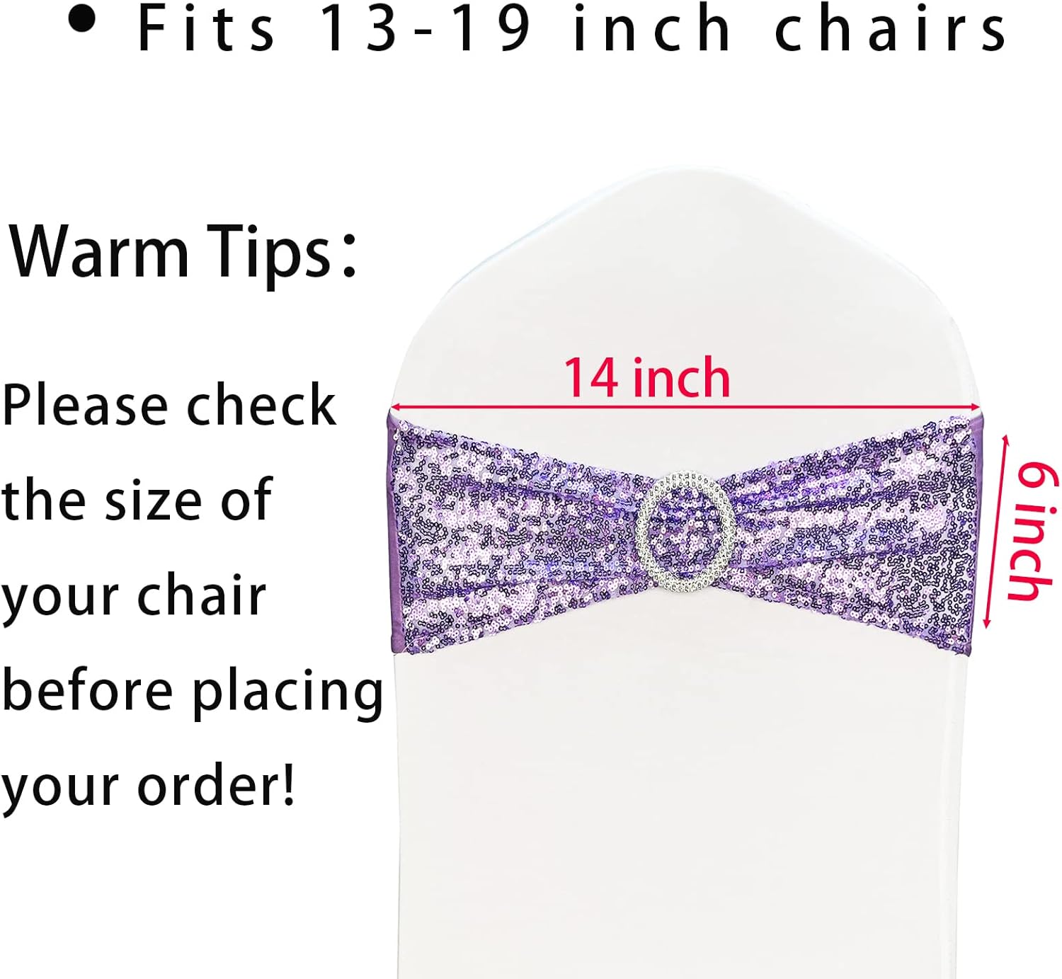 Bandas elásticas de lentejuelas para silla, lazos de poliéster de elastano para fiestas, hoteles, bodas, banquetes, decoración, 6 unidades, lavanda
