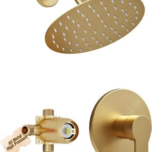 Juego de grifo de ducha con válvula, juego completo de grifos de ducha (válvula incluida) con cabezal de ducha Rian de alta presión de 6 pulgadas, Juego de grifo de ducha con válvula, juego completo de grifos de ducha (válvula incluida) con cabezal de ducha Rian de alta presión de 6 pulgadas,