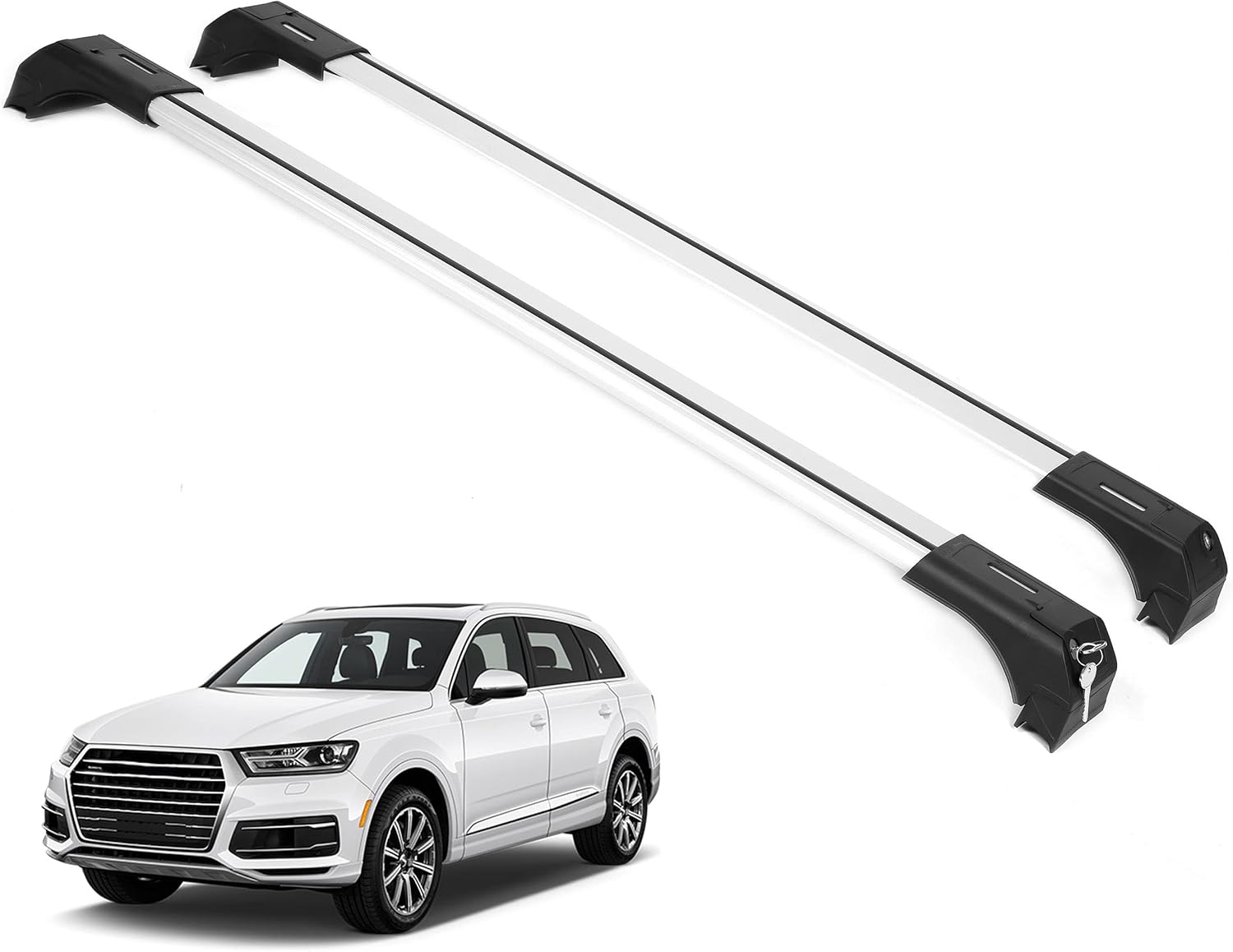 Barras transversales de techo para Audi Q7 2016-2024  Barras transversales de aluminio con bloqueo antirrobo para techo  Compatible con techos de
