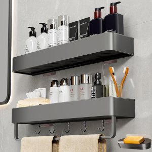 Paquete de 3 estantes de ducha autoadhesivos con soporte para jabón, organizadores de baño, fácil instalación, superficies lisas, construcción de Paquete de 3 estantes de ducha autoadhesivos con soporte para jabón, organizadores de baño, fácil instalación, superficies lisas, construcción de