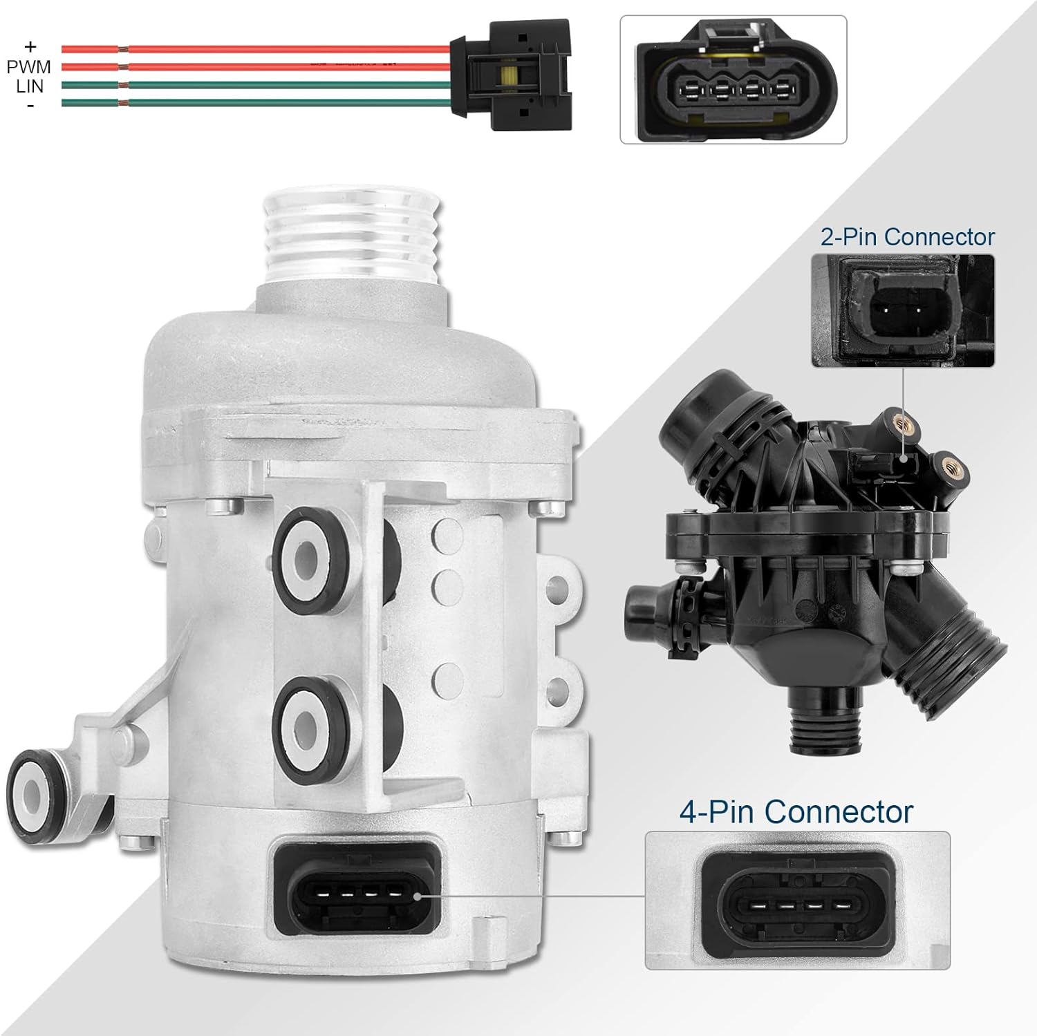 Bomba de agua de motor eléctrico 11517586925 y termostato refrigerante compatible con BMW 128i 325i 325xi 328i 328xi 330i 330xi 525i 525xi 528i