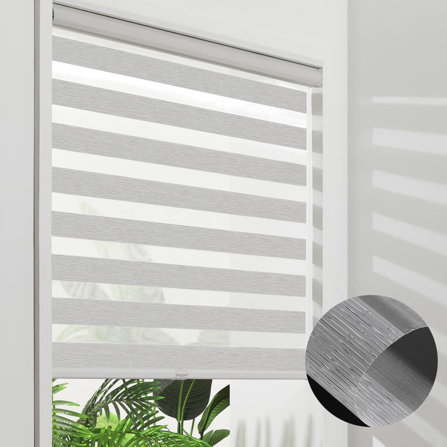 Xidamen Persianas de cebra de tamaño personalizado para ventanas sin cable, persianas enrollables de cebra para el hogar, parada libre, filtro de