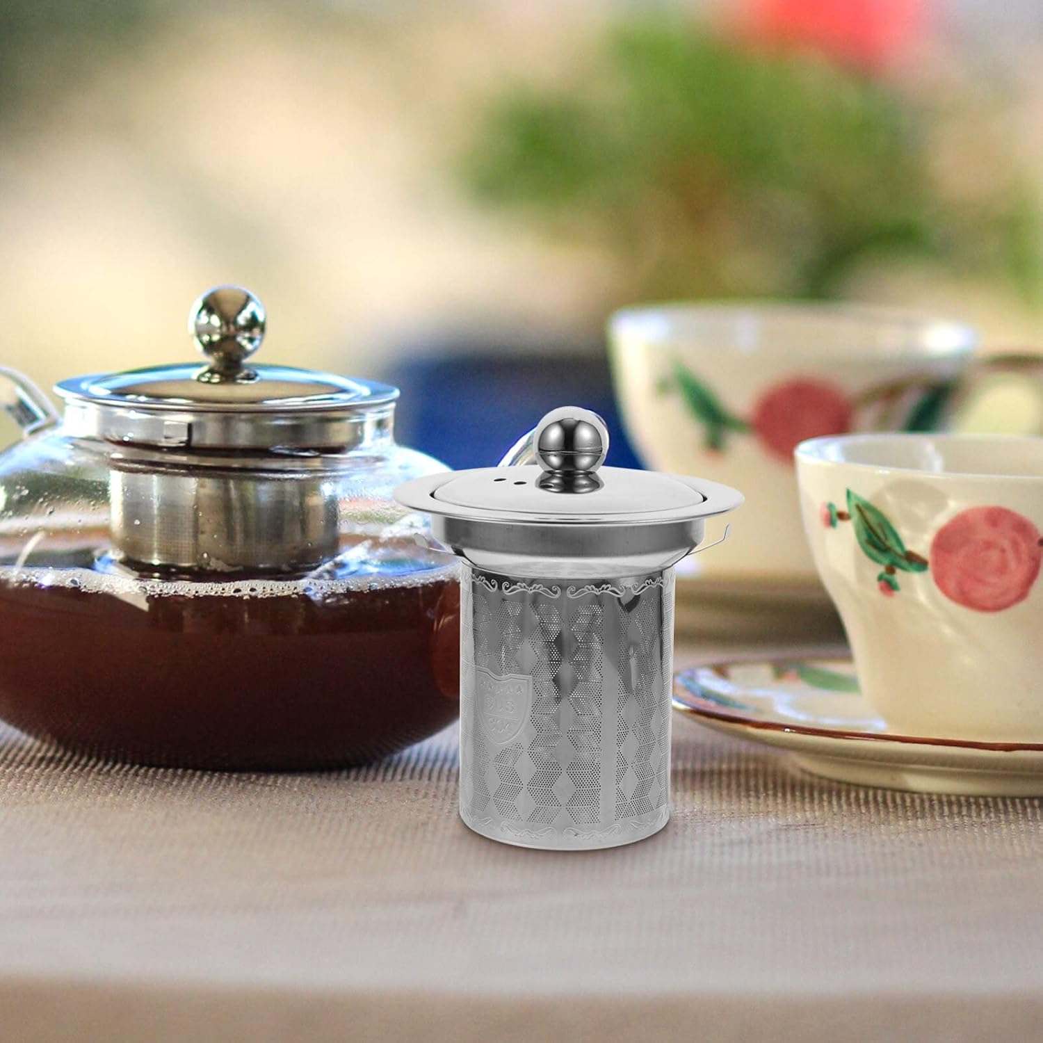 HEMOTON Colador de té con tapas, filtro de té de acero inoxidable, filtros de té, tetera de metal, accesorios para tetera, accesorios para cafetera,