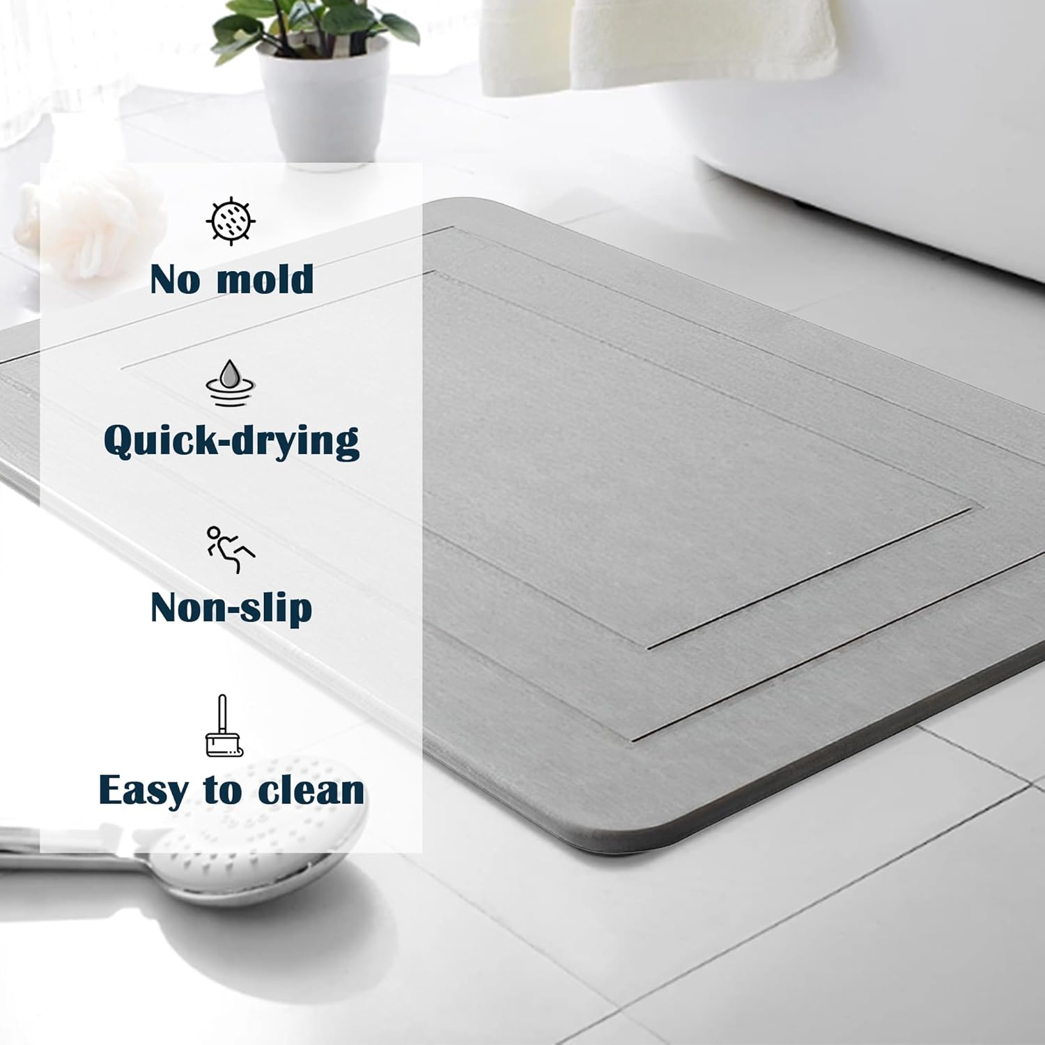 cosbur Tapete de baño de tierra de diatomeas, tapete de baño de piedra para baño, tapete antideslizante de secado rápido para encimera de cocina,