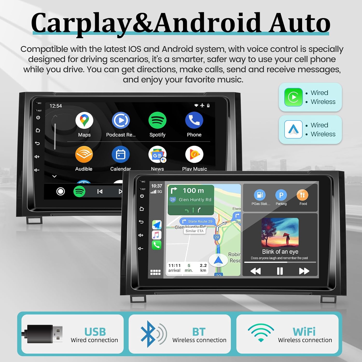 Radio de coche Android 2+64G para Toyota Tundra 2014-2017 con Apple Carplay y Android Auto – Pantalla táctil de 9 pulgadas Soporte estéreo WiFi GPS