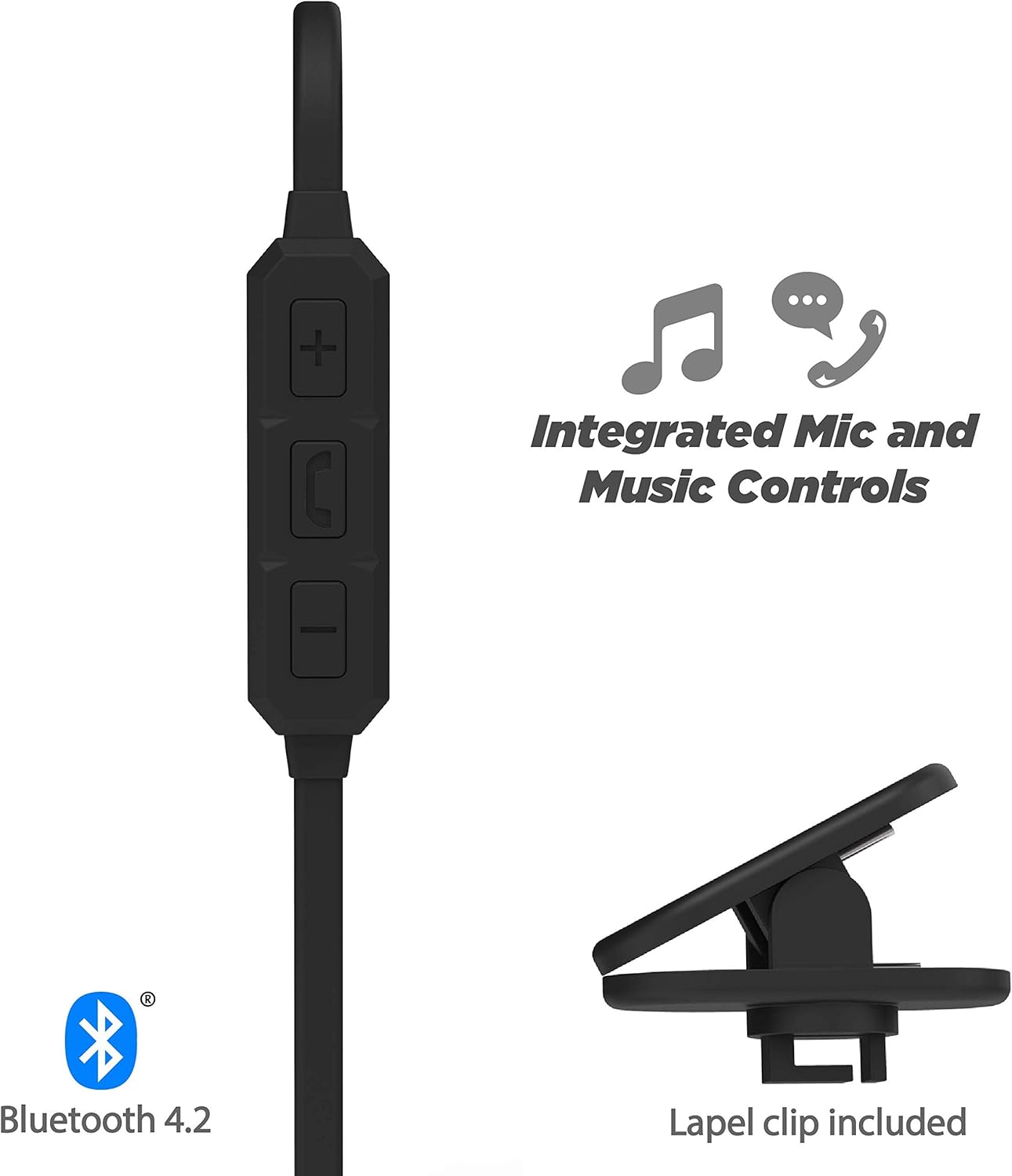 Scosche BT102 Auriculares inalámbricos Bluetooth recargables con micrófono en línea, botones de control de música y almohadillas aislantes de ruido,