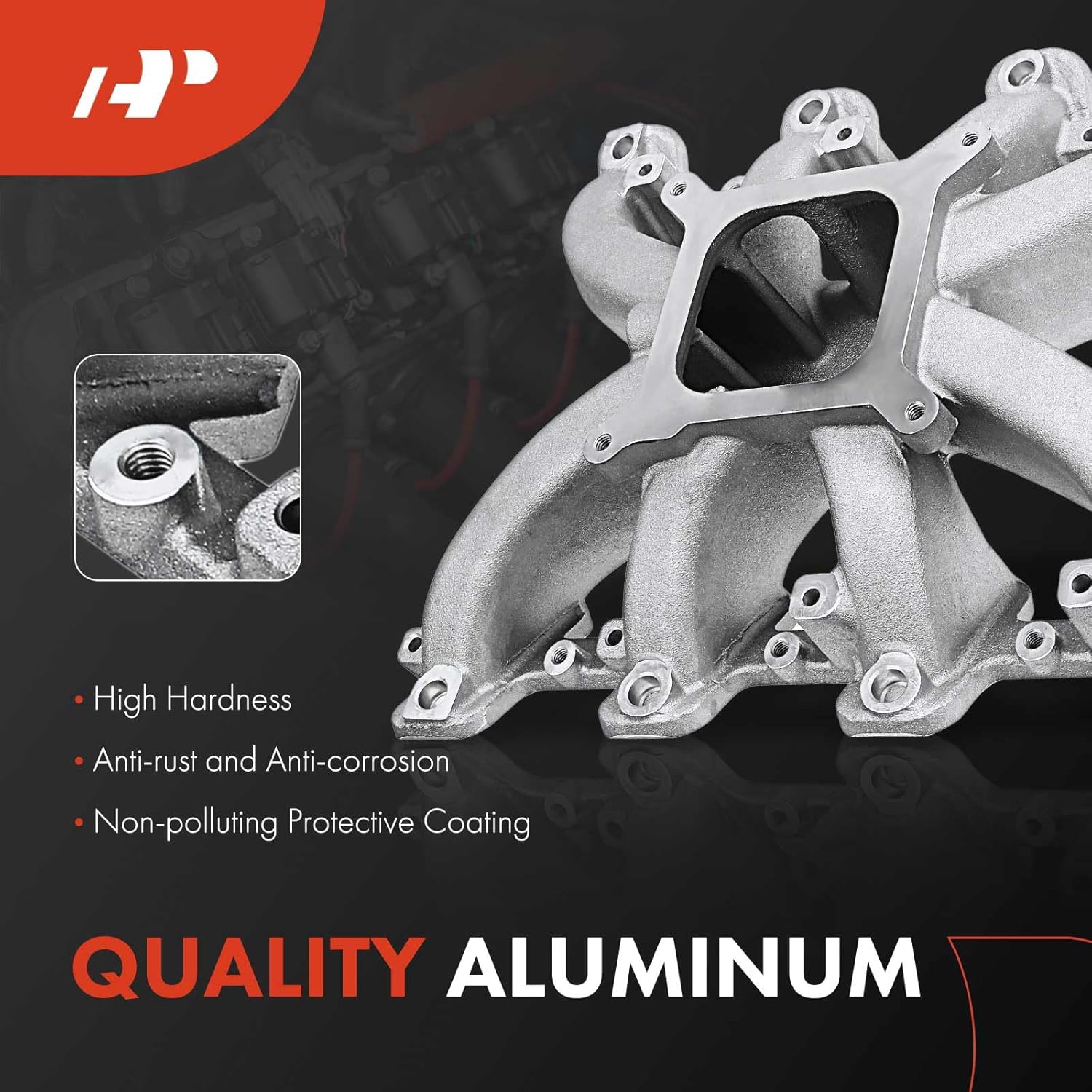 A-Premium Colector de admisión de altura media superior EFI de aluminio para motor con sellos y pernos 8Cyl 5.7L 6.0L Compatible con Chevy 98-02