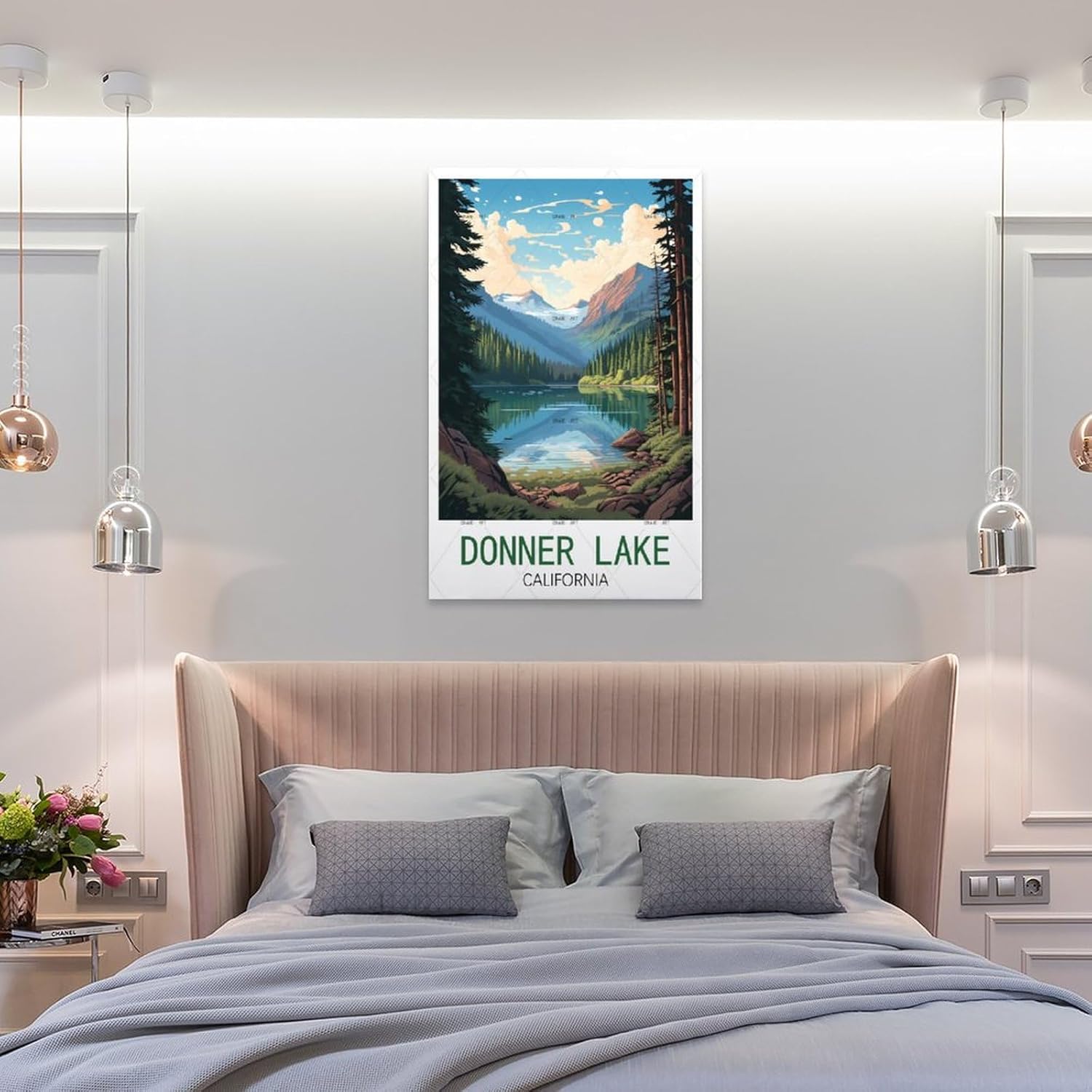 GuYaNa Donner Lake California – Pósteres de viaje vintage de 12 x 18 pulgadas (11.8 x 17.7 in), lienzo para pared, decoración de pared, sala de