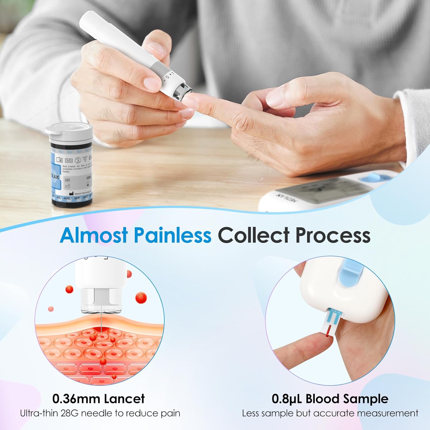 Tiras de cetona en sangre y azúcar, solo para prueba Medilax Keto y medidor de glucosa, 60 tiras para diabéticos, 60 tiras de cetonas en sangre, 120