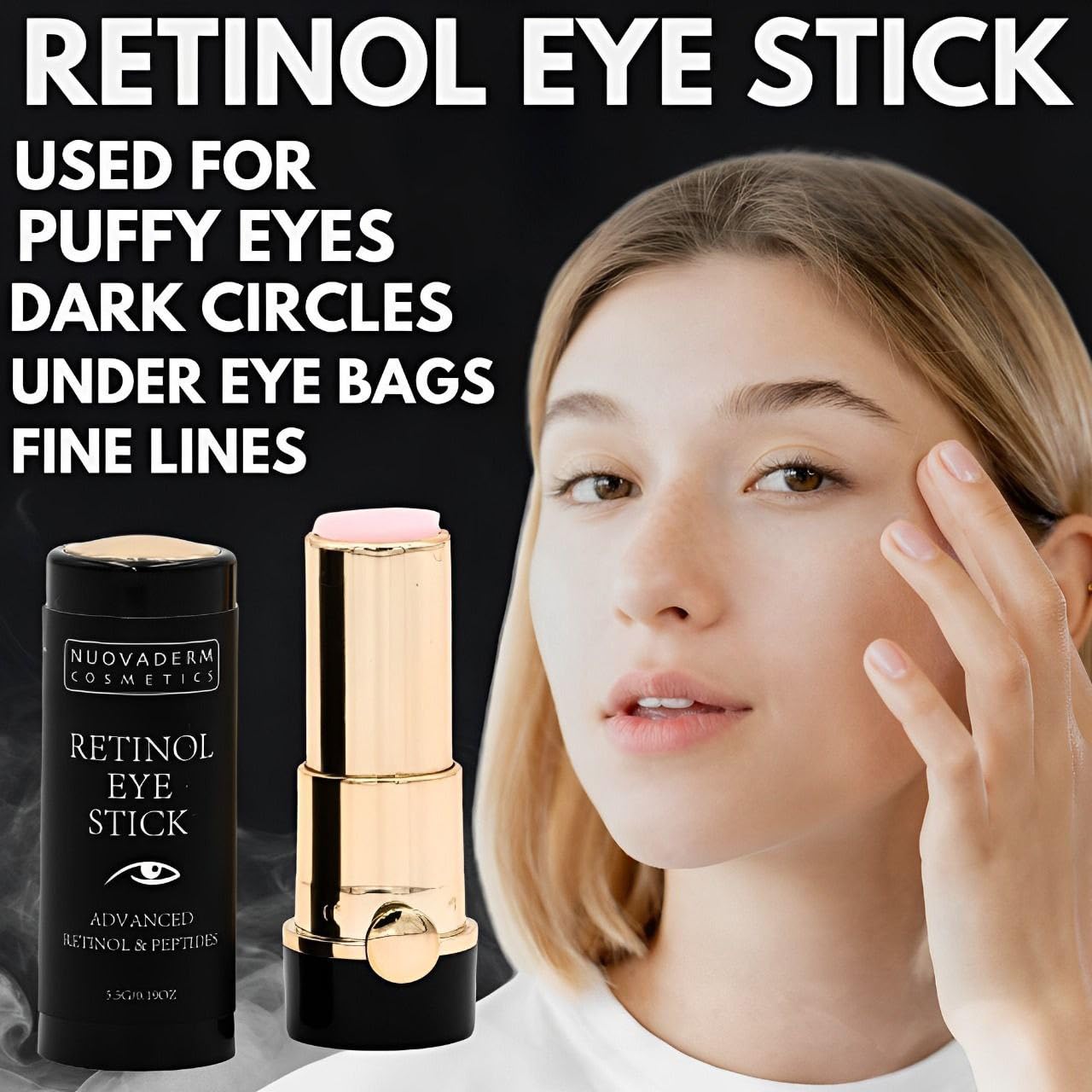 SLT – Lápiz de ojos con retinol, crema iluminadora para ojos + péptidos, cuidado de la piel para líneas finas, arrugas, ojeras e hinchazón, gel