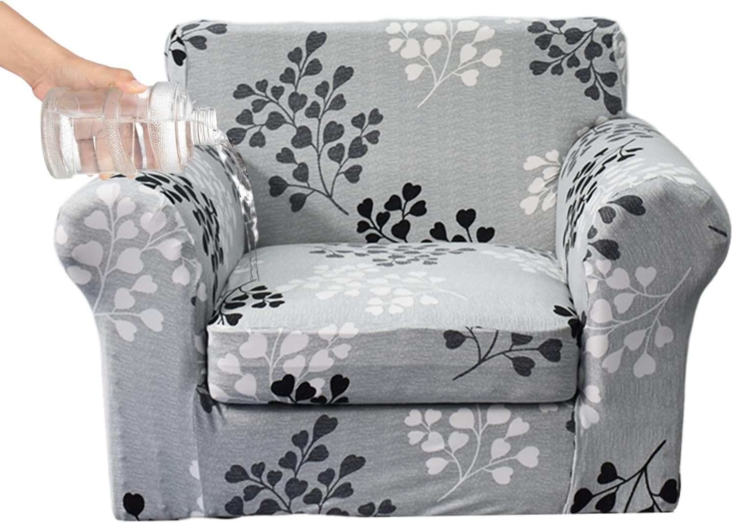 Funda impermeable para sofá de 2 piezas, funda elástica con estampado, funda de cojín para sofá, lavable, protector de muebles para sala de estar