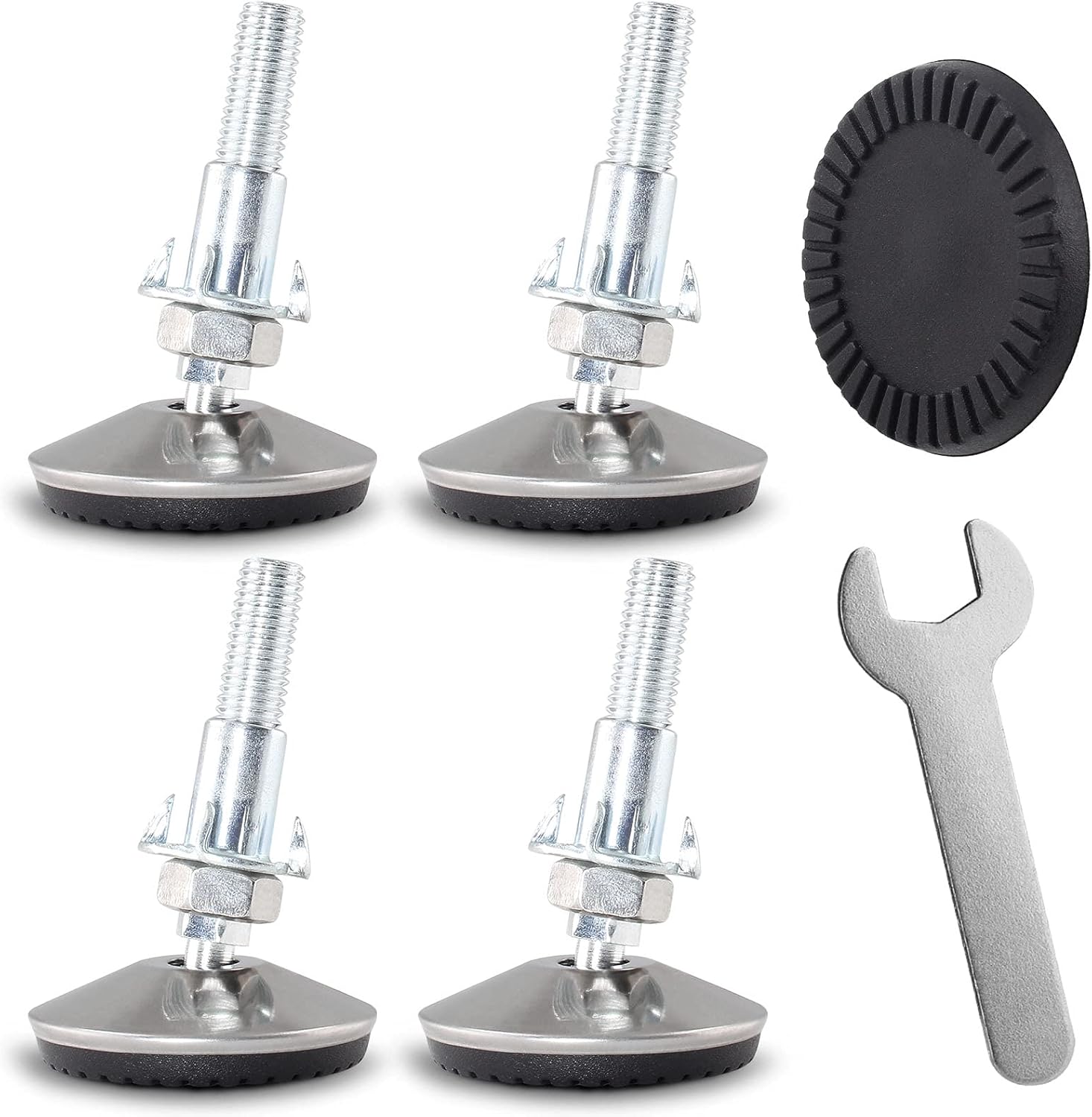 Juego de 4 pies niveladores giratorios ajustables, ajustadores de altura resistentes, pies niveladores de muebles para silla de mesa de gabinete,