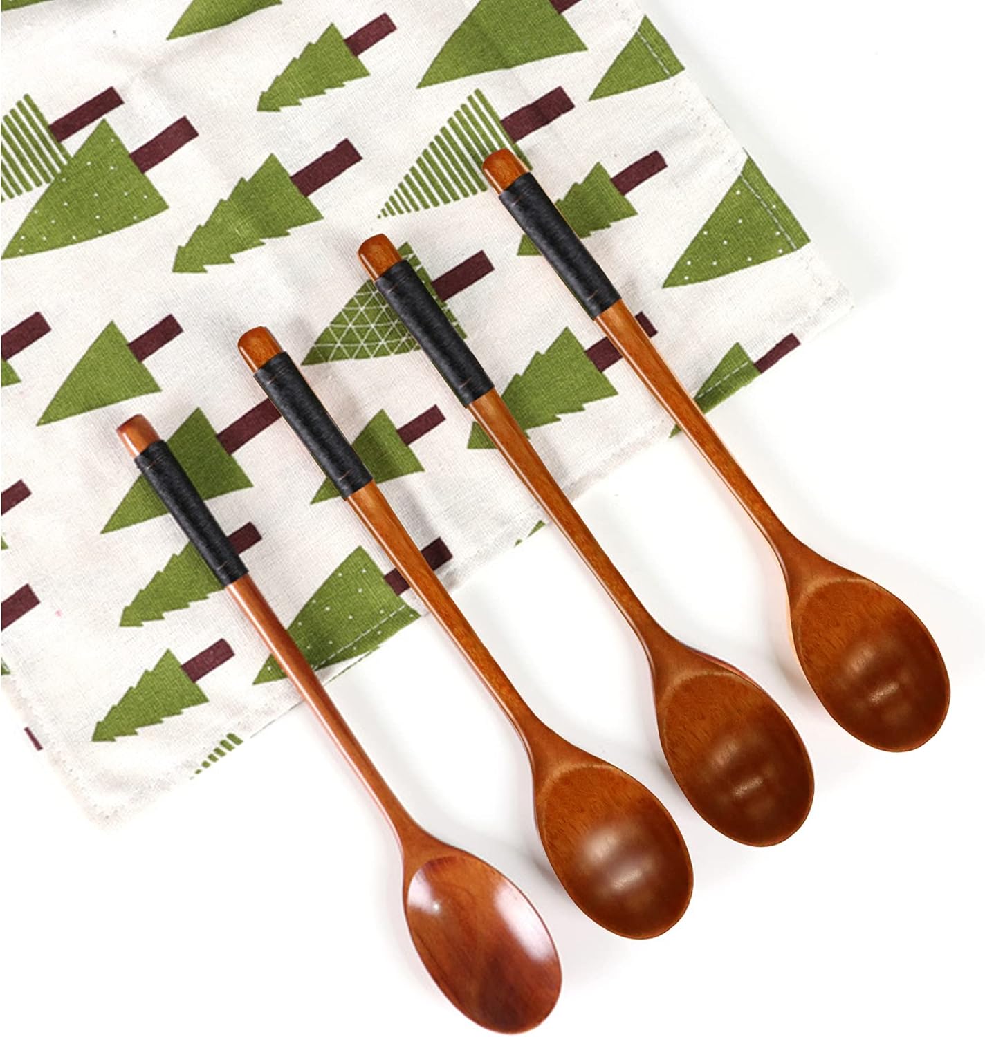 Cucharas de madera para comer, cucharas de sopa de madera Muulaii, cuchara de mango largo con utensilios de cocina de estilo japonés para cocinar