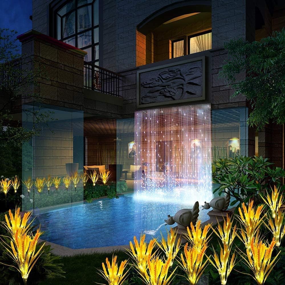 Idefair Luces solares de flores decorativas para exteriores, paquete de 2 luces solares de estaca de jardín para patio, césped, patio, camino