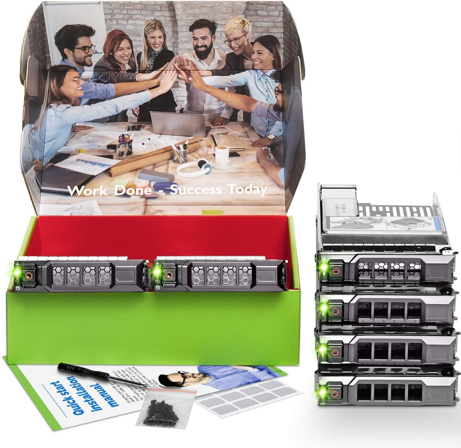 WORKDONE Paquete de 6 unidades  Organizador de disco duro de 3.5 pulgadas con adaptador de disco duro de 2.5 pulgadas  Compatible con servidores
