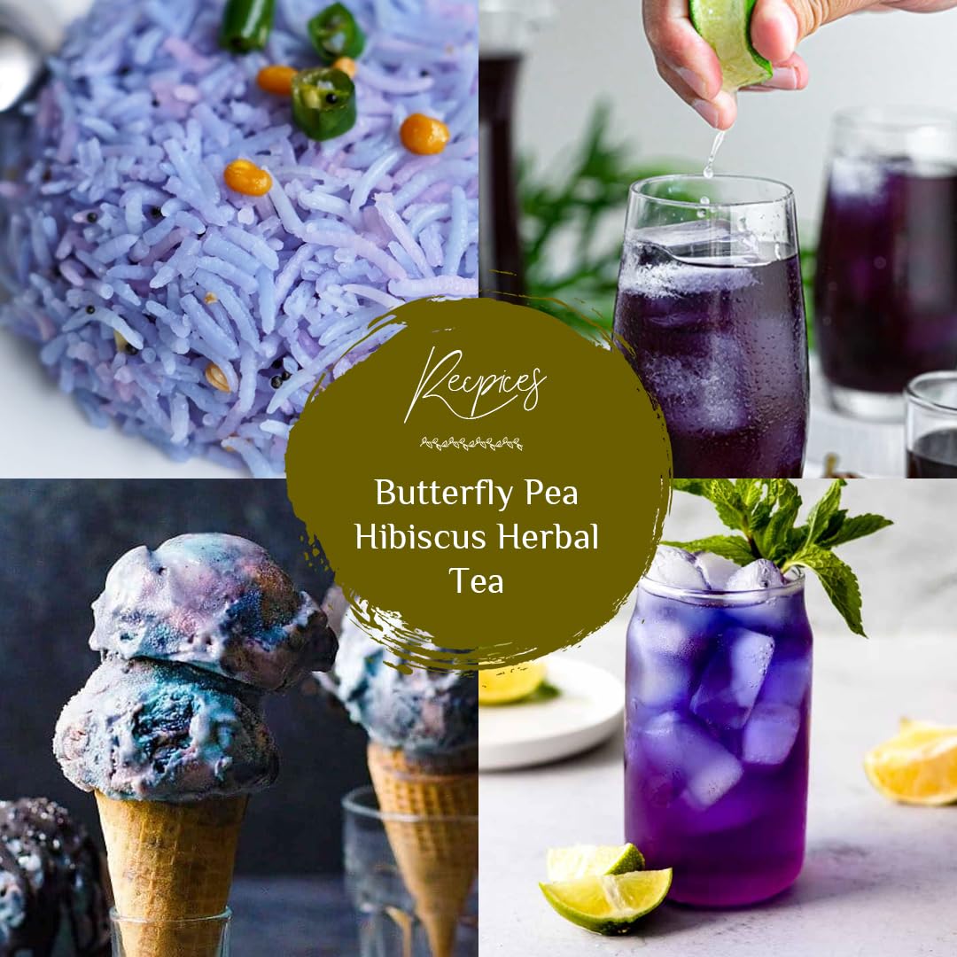 BLUE TEA – Té de hierbas Butterfly Pea Lemon Ginger – 30 bolsas de té  Sin cafeína  Regalos de té de Navidad  Vegano – Sin gluten – Sin OMG