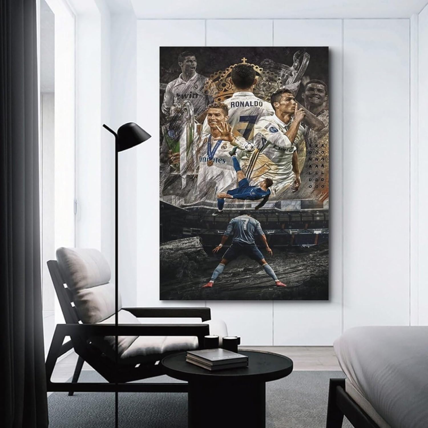 VCLUST Cristiano Ronaldo – Póster de fútbol para decoración artística de pared, lienzo para decoración de dormitorio, 16 x 24 pulgadas, 4
