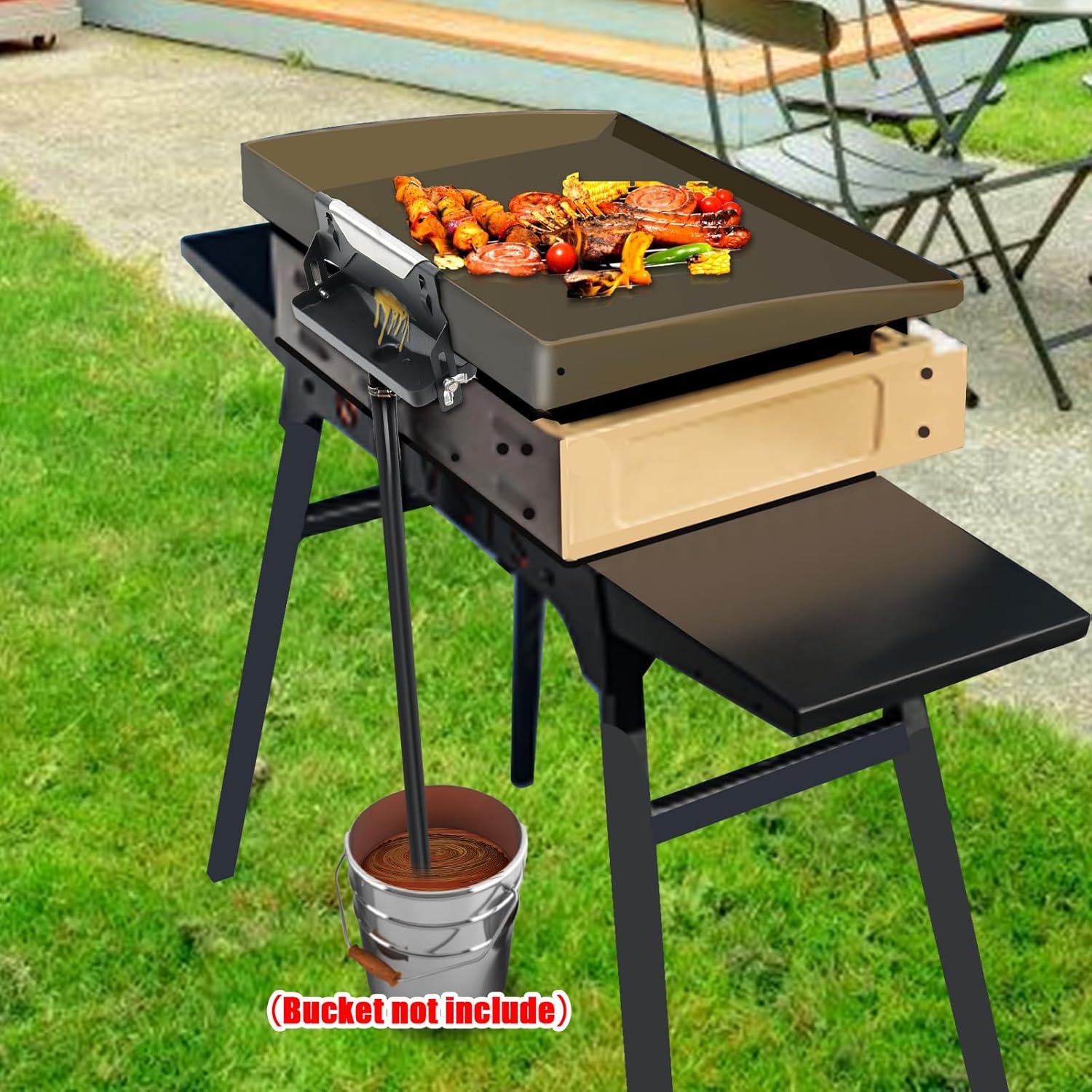 Magoog Embudo de drenaje de grasa trasero para Blackstone sin tapa, colector de grasa para Blackstone, prácticos accesorios Blackstone, forros