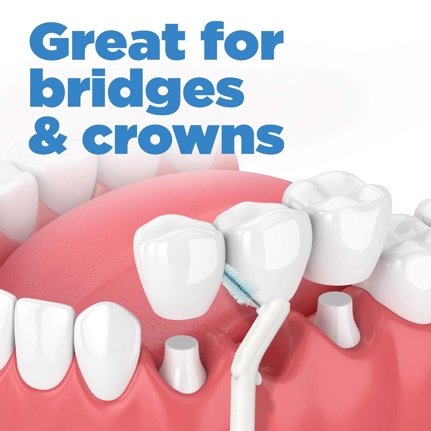 GUM Proxabrush Go-Betweens – Recambios anchos – Compatible con mango permanente GUM – Cepillos interdentales reutilizables – Púas dentales de cerdas