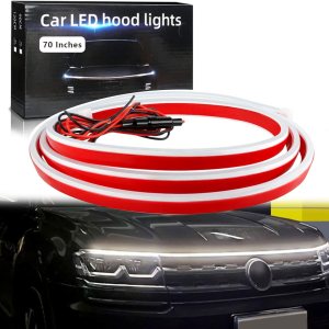 GZRUICA Tira de luz para capó de automóvil, 70 pulgadas, tira de luces LED blancas para capó, flexible, impermeable, escaneo dinámico DC12V, luces GZRUICA Tira de luz para capó de automóvil, 70 pulgadas, tira de luces LED blancas para capó, flexible, impermeable, escaneo dinámico DC12V, luces