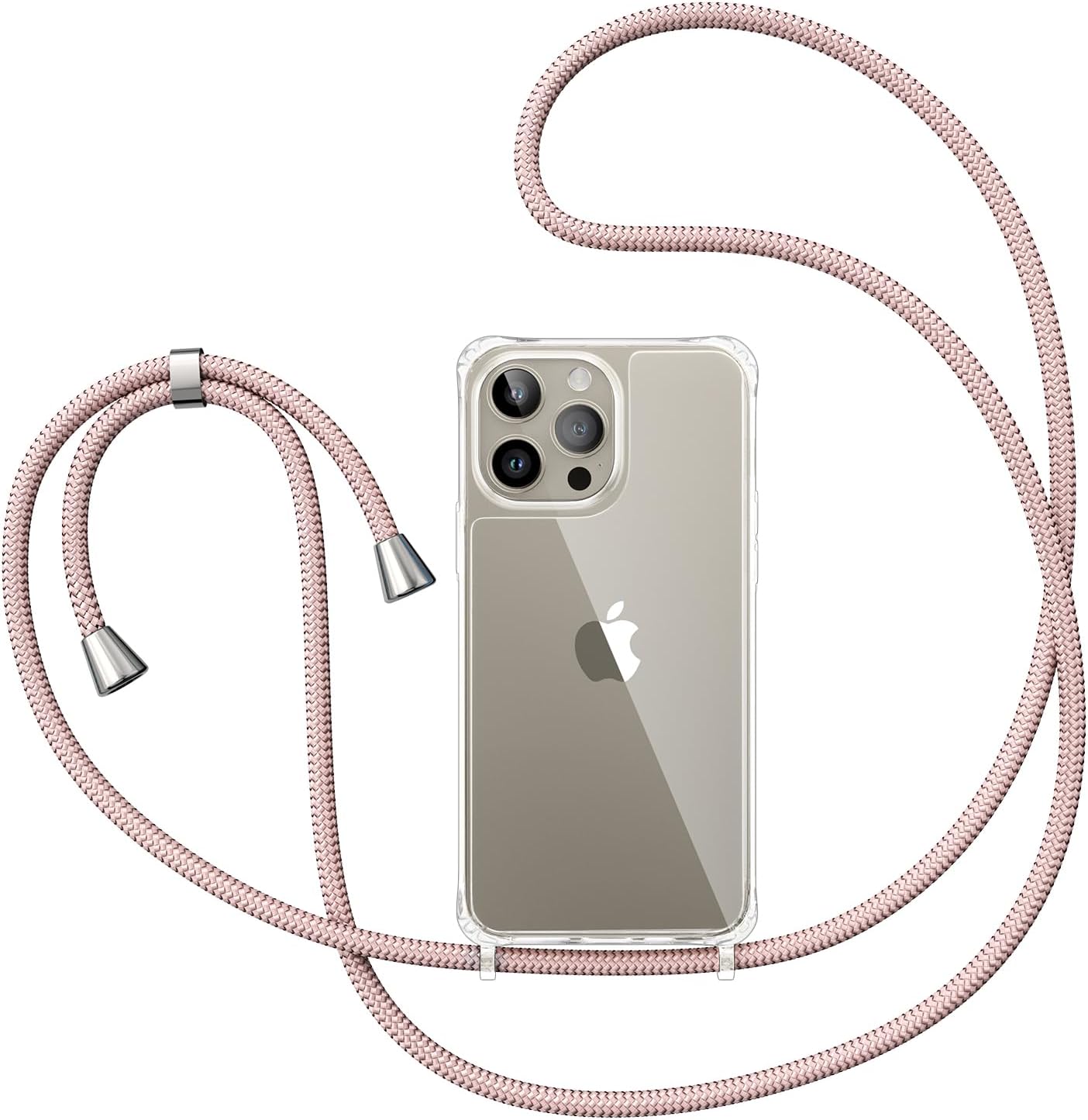 ZTOFERA Compatible con iPhone 15 Pro Max, funda transparente con cordón ajustable, TPU suave y delgada, a prueba de golpes, funda cruzada para