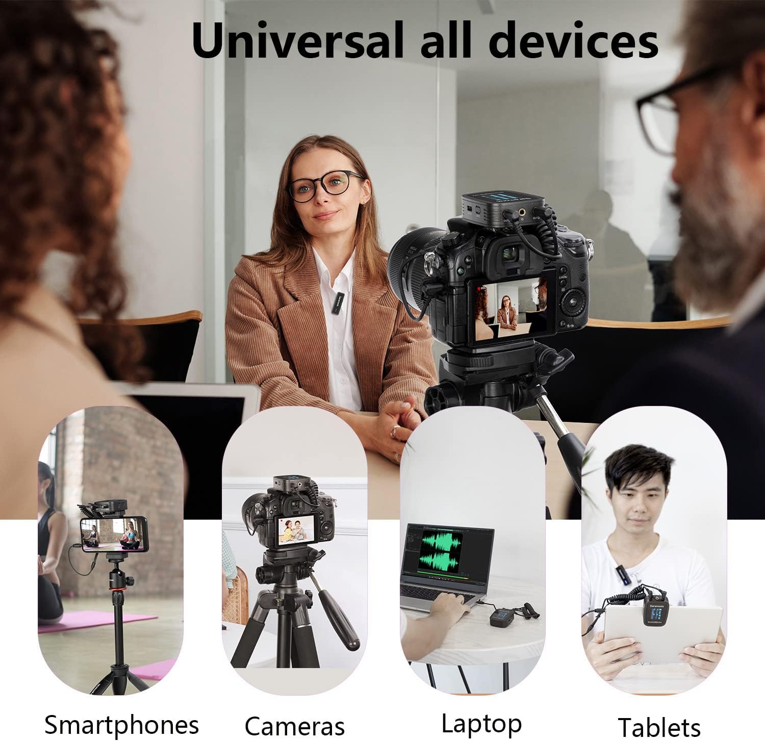 Saramonic Blink500 PRO B8 – Sistema de micrófono inalámbrico de 4 canales, solapa inalámbrica de 2.4G, 4 transmisores y un receptor para cámara