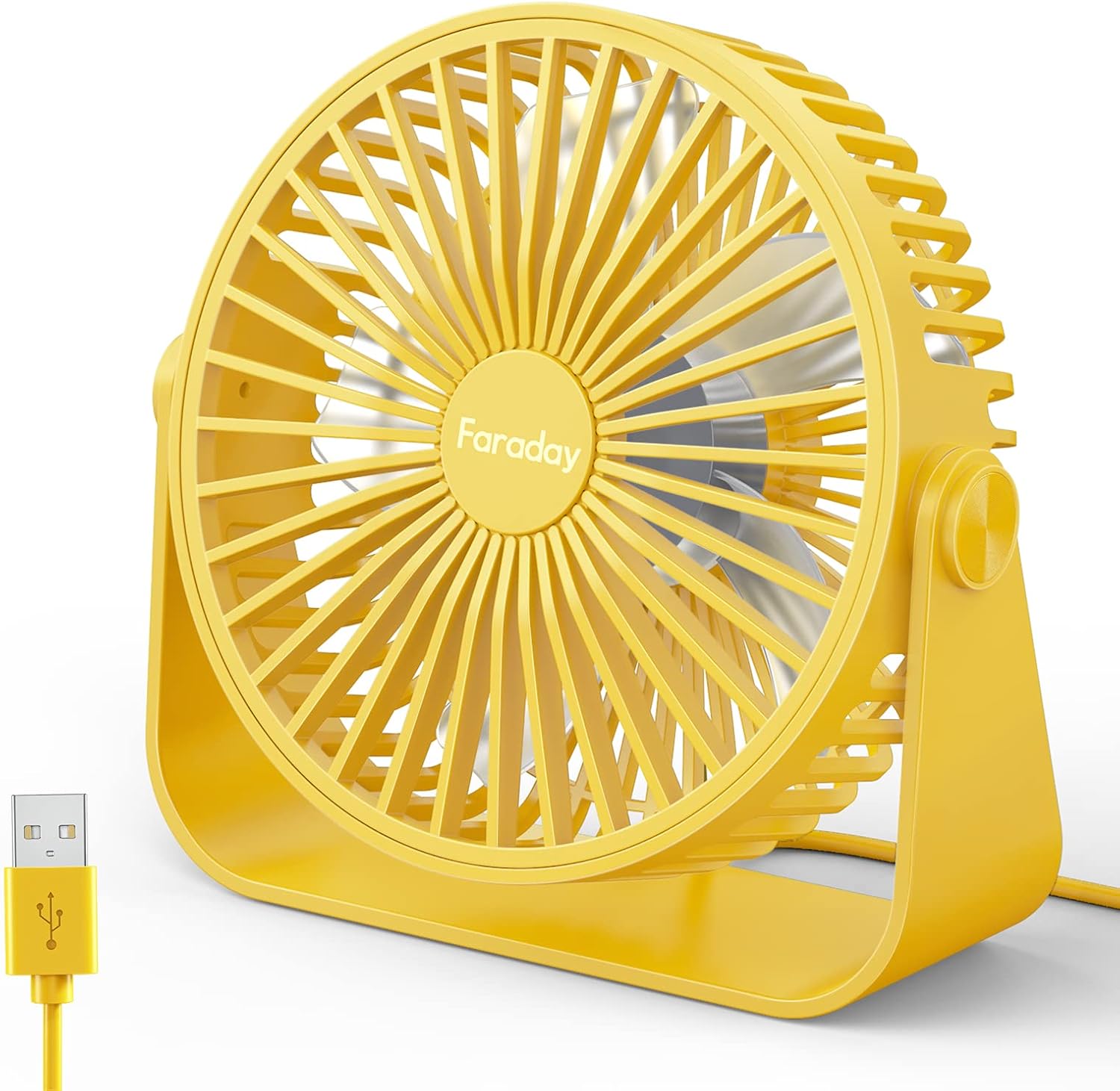FARADAY Ventiladores de escritorio USB de 5 pulgadas, ventiladores de mesa portátiles con rotación de cabeza de 360, pequeño ventilador de