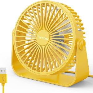 FARADAY Ventiladores de escritorio USB de 5 pulgadas, ventiladores de mesa portátiles con rotación de cabeza de 360, pequeño ventilador de FARADAY Ventiladores de escritorio USB de 5 pulgadas, ventiladores de mesa portátiles con rotación de cabeza de 360, pequeño ventilador de