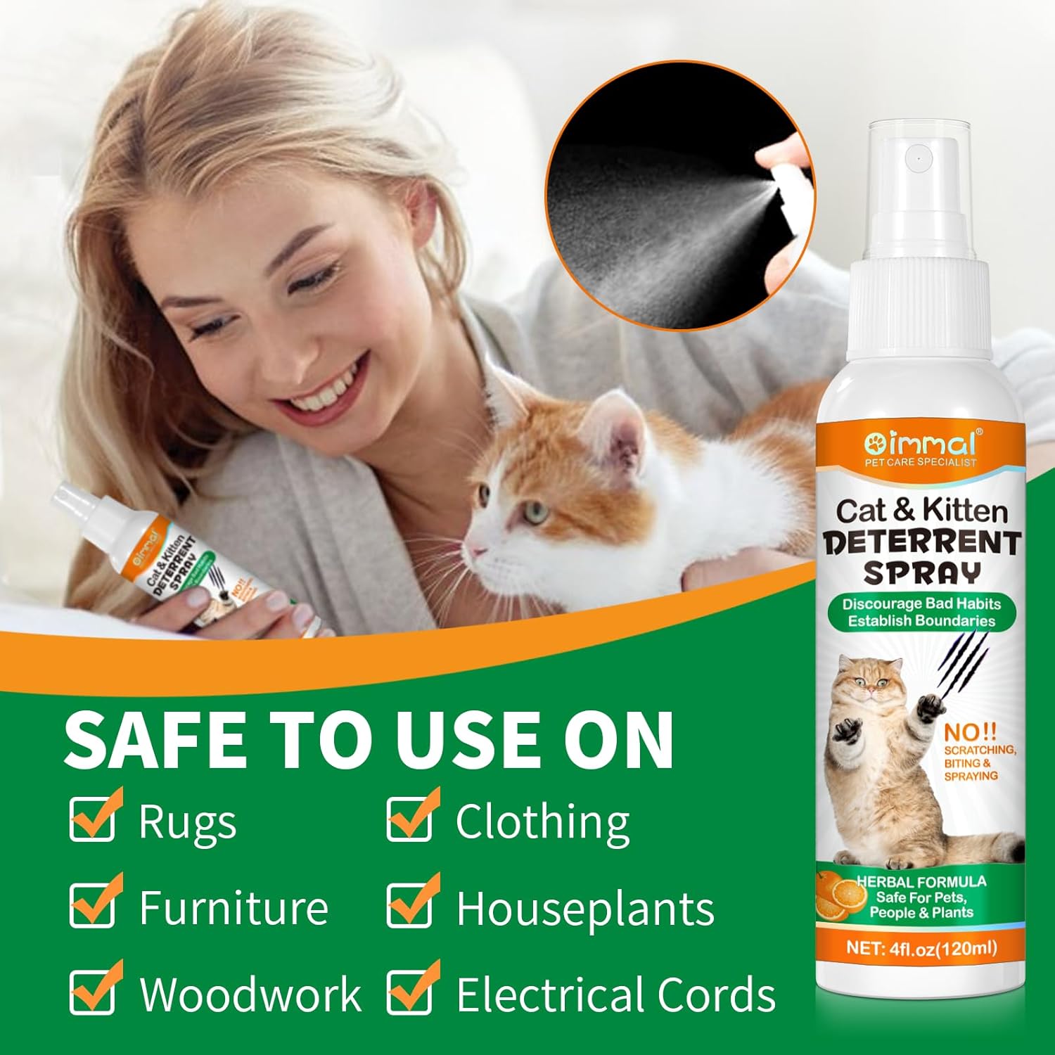 Aerosol repelente para gatos, 8.1 fl oz, muebles antiorina y antiarañazos y plantas antiarañazos, apto para interiores y exteriores, establece
