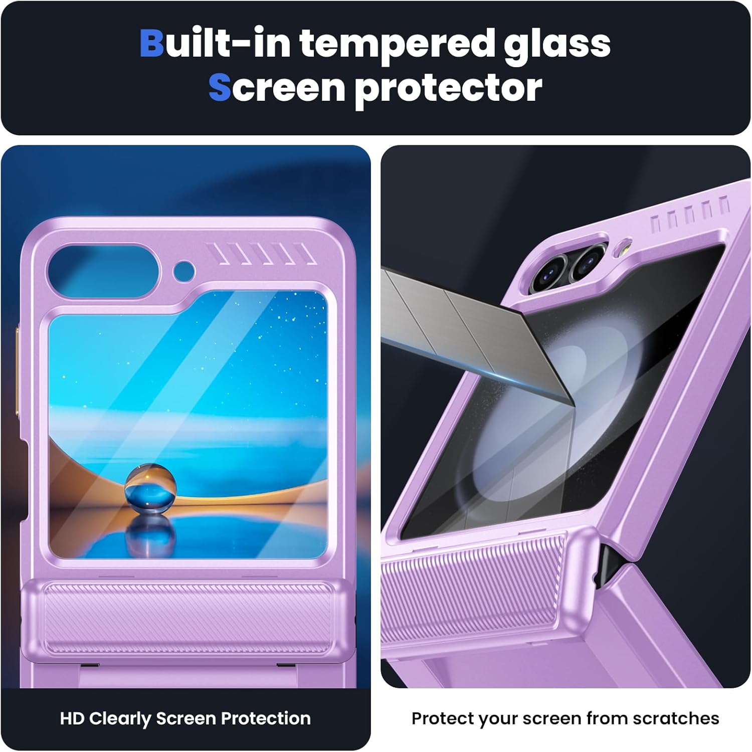 Funda a prueba de golpes para Galaxy Z Flip 5, Z Flip 5 con protección de bisagra y protector de pantalla integrado, carcasa resistente de cuerpo