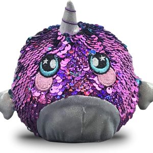Beverly Hills Teddy Bear Squeezamals, Shelby Sparkle Narwhal, animales de peluche de espuma superblandos con lentejuelas de dos caras Beverly Hills Teddy Bear Squeezamals, Shelby Sparkle Narwhal, animales de peluche de espuma superblandos con lentejuelas de dos caras