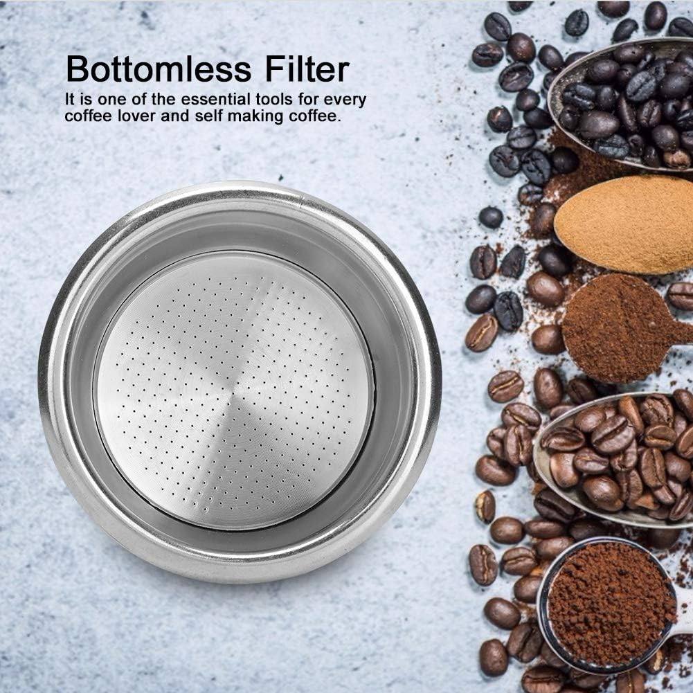 Filtros de café de acero inoxidable, 2.283 in de doble capa no presurizada cesta de filtro de repuesto para máquina de café expreso portafiltro