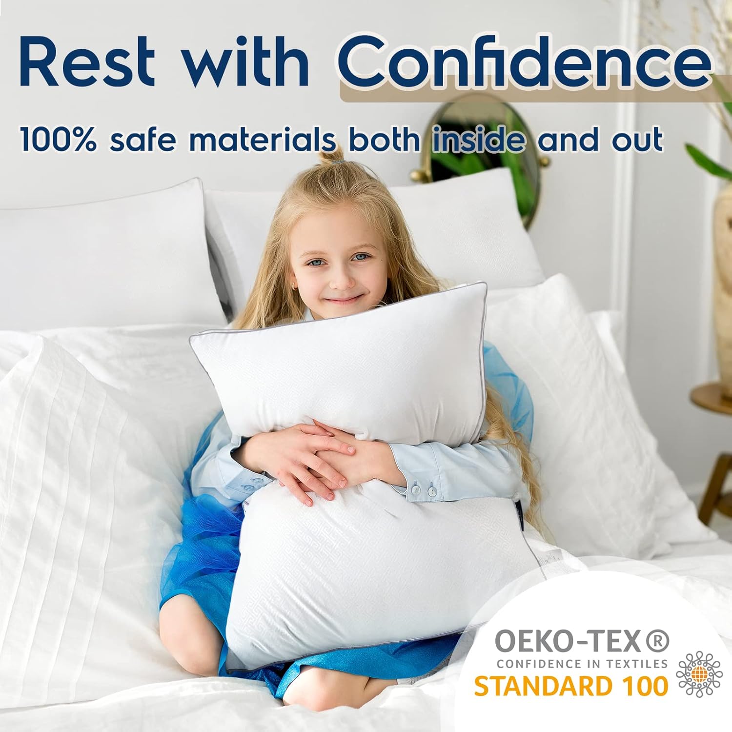 viewstar Juego de 2 almohadas de tamaño King, almohadas de cama alternativas de plumón, almohada trasera para dormir para cuello y hombro, almohadas