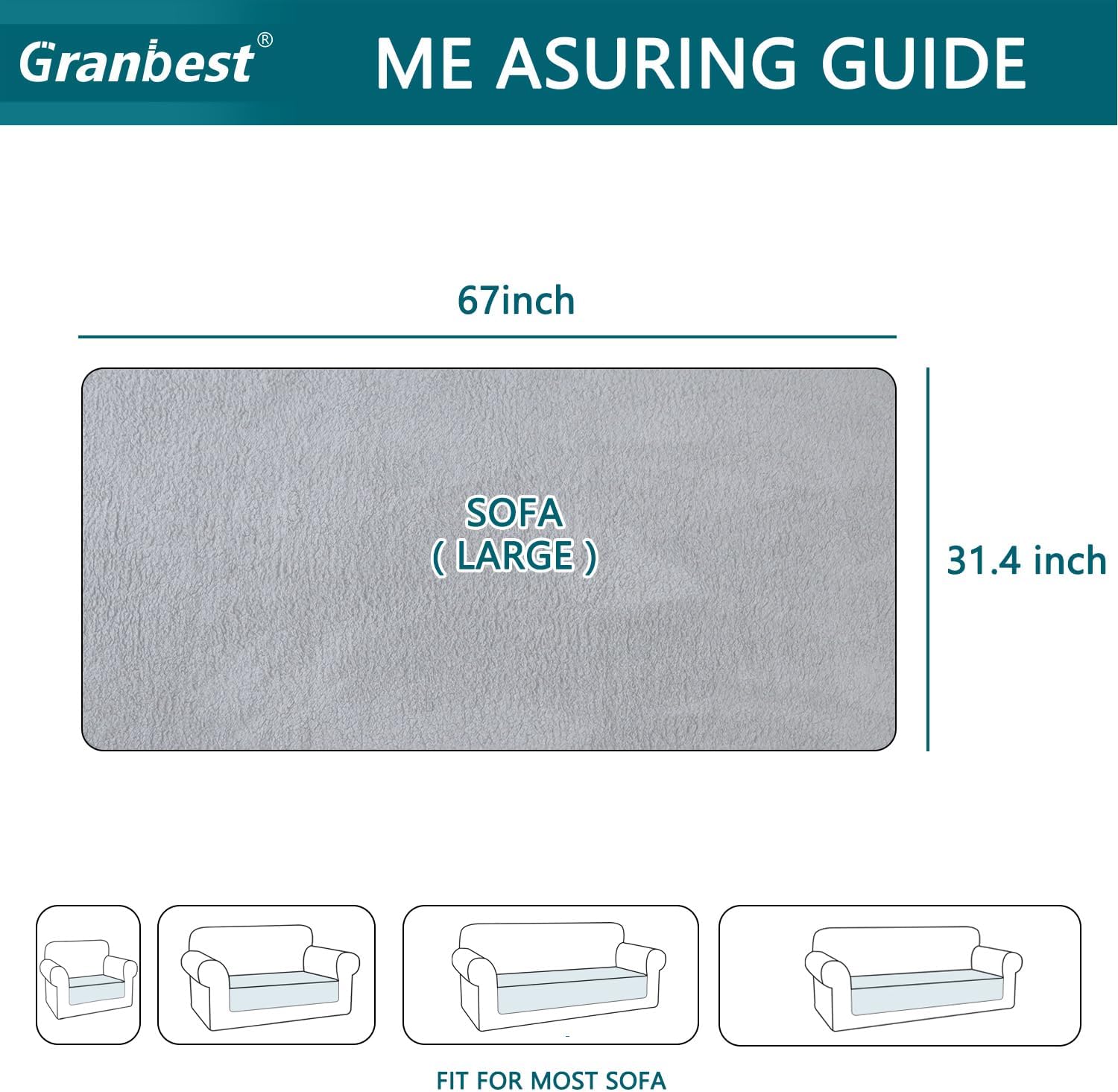 Granbest Fundas de cojín gruesas y súper suaves para sofá de 3 plazas, funda de cojín antideslizante para sofá de 3 plazas, funda de cojín para
