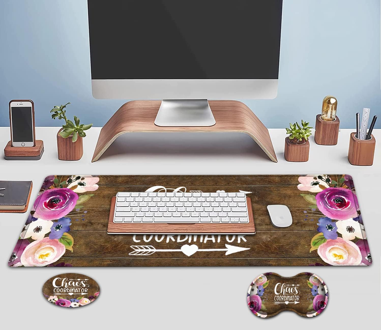 Alfombrilla grande para mouse, alfombrilla de escritorio de oficina extendida, 31.5 x 11.8 pulgadas, reposamuñecas ergonómico de espuma