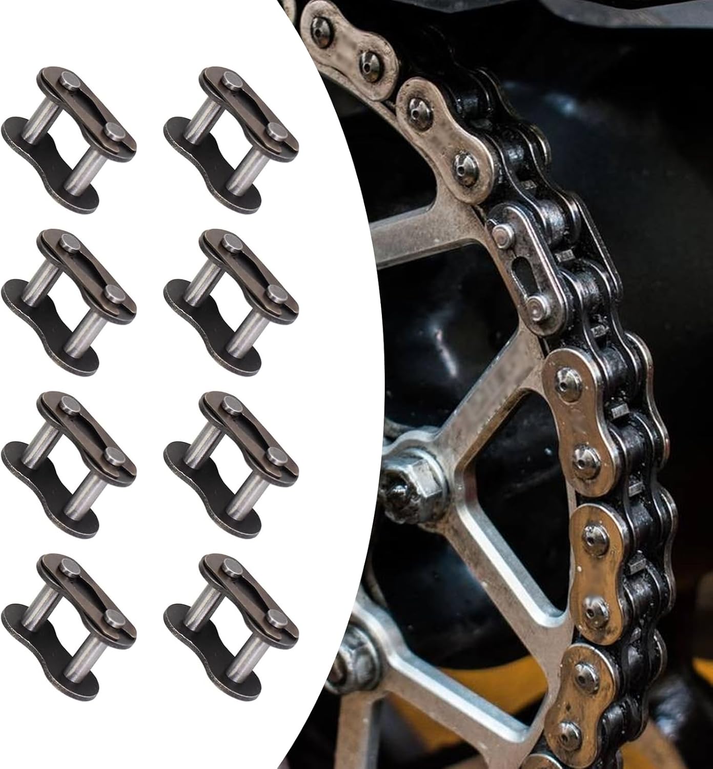 awlbed Pack-8 – Conector de rodillo de cadena de eslabones maestros de bicicleta #428, accesorios de eslabones de cadena de acero al carbono,
