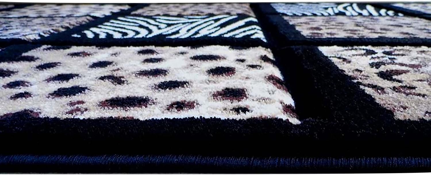 Alfombra con estampado de animales de escultura, 32 pulgadas x 7 pies, 251 color negro