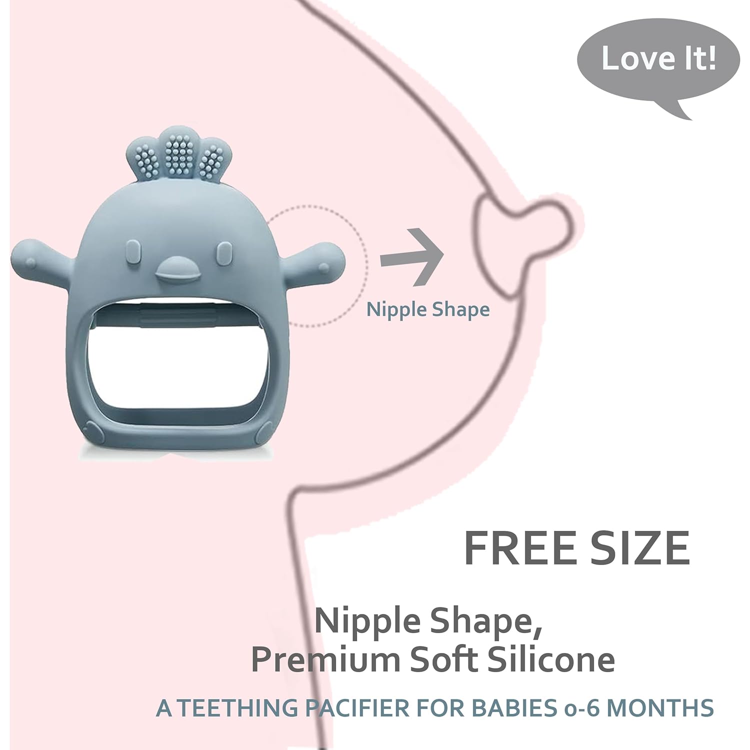 Bebe Never Drop – Juguetes de dentición para bebés de 0 a 6 meses, juguetes masticables para aliviar la dentición, chupete de mano de silicona para