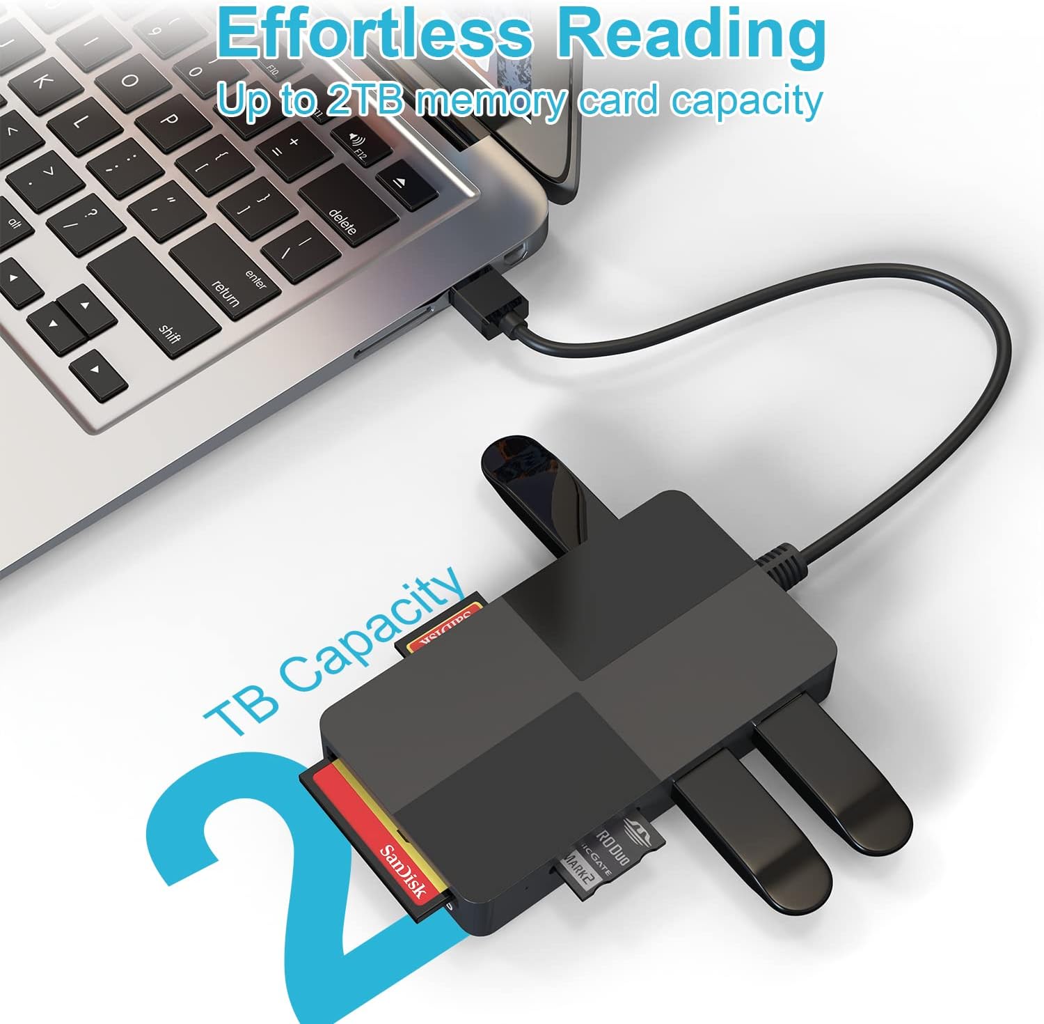 Lector de tarjetas USB 3.0 para PC, lector de tarjetas de imagen XD Adaptador USB con 5 ranuras para tarjetas y 3 USB 3.0 para SD TF CF XD MS