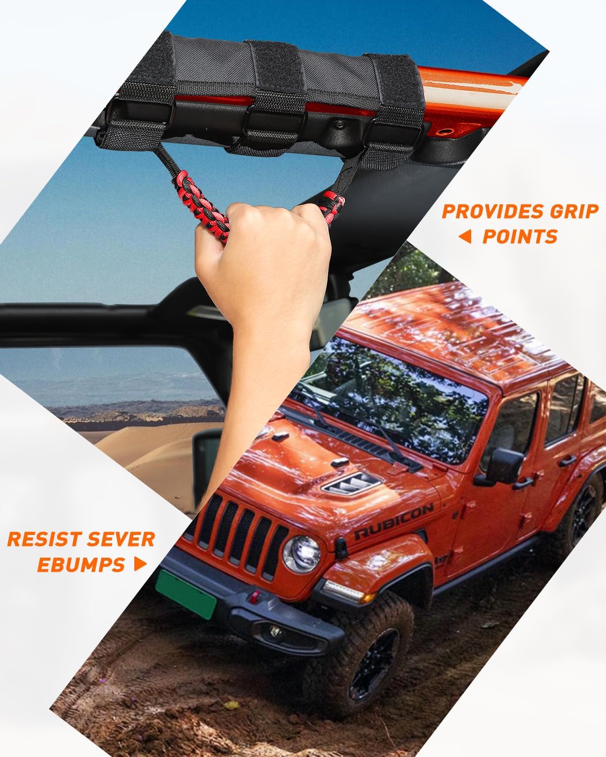 Savadicar Paquete de 2 asas de agarre compatibles con Jeep Wrangler CJ YJ TJ JK JKU JL JLU 4XE y Gladiator JT, soporte de asistencia de mango