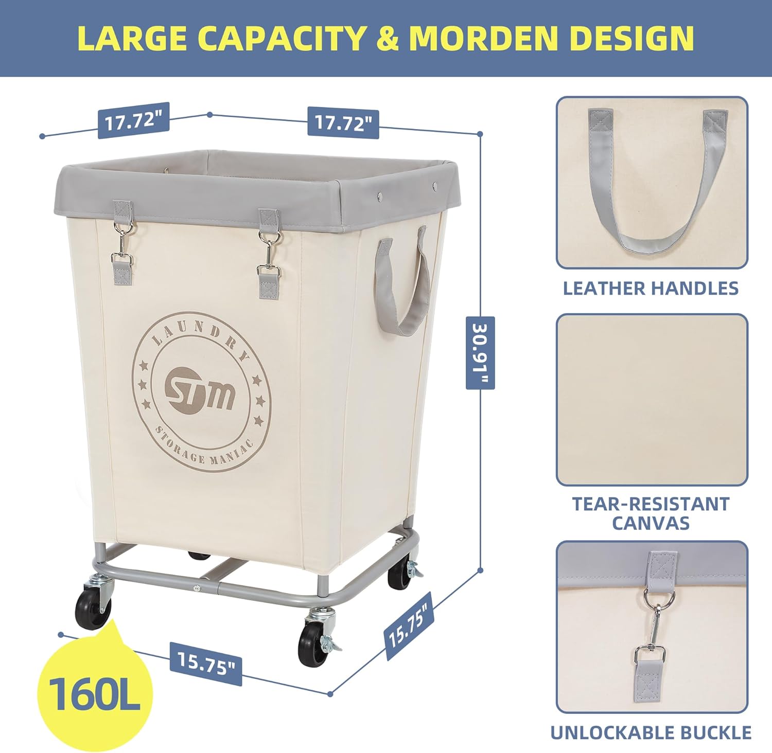 STORAGE MANIAC 3 Section Laundry Sorter Plus Commercial Laundry Hamper, Laundry Hamper Cart with Heavy Duty Wheels and Removable Bags, Laundry