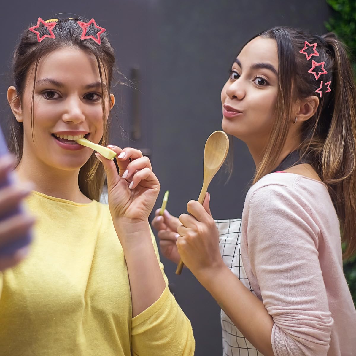 Pinzas para el cabello con diseño de estrellas, bonitos pasadores pequeños Y2K, antideslizantes, huecas, con purpurina, pequeños clips para mujeres