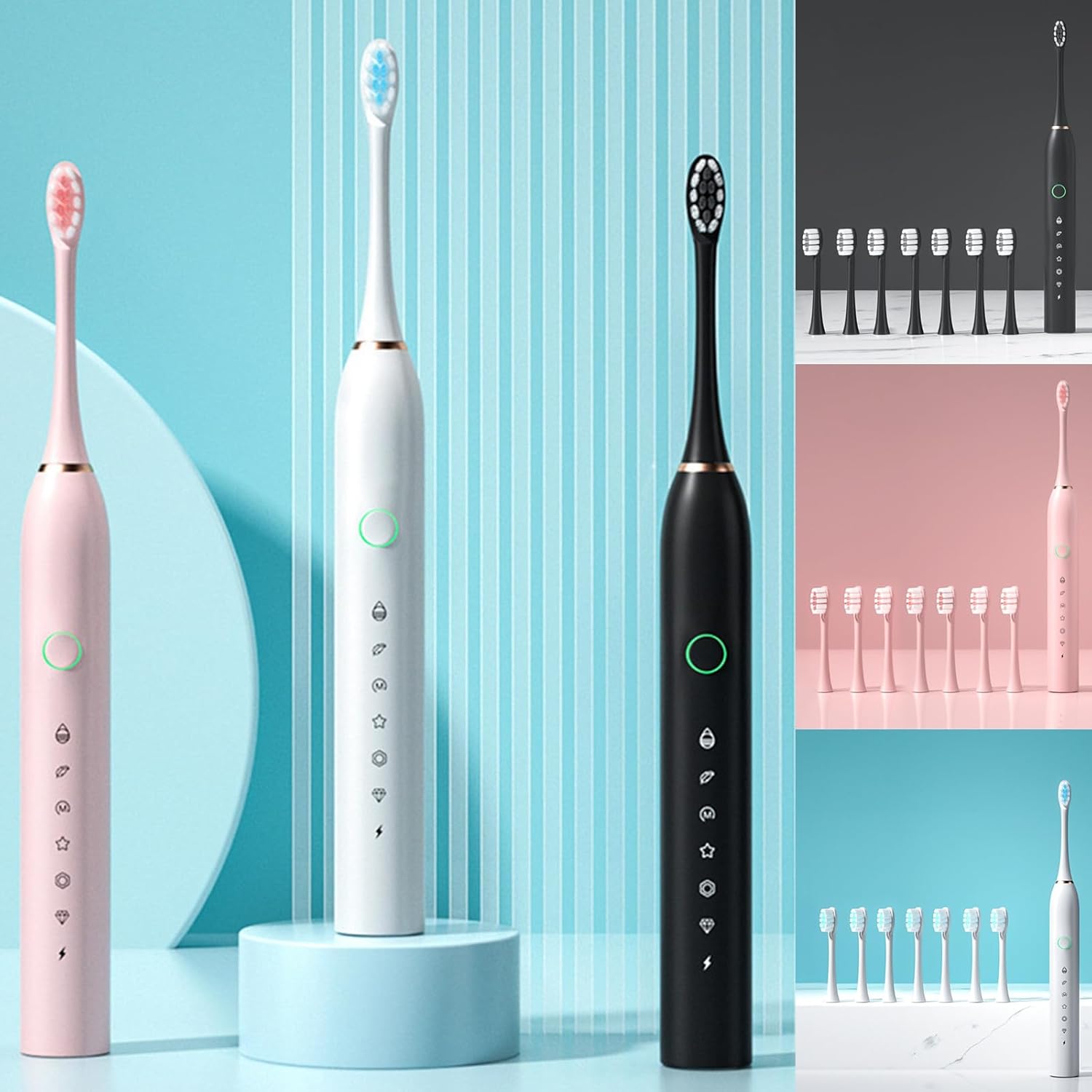 topliu Cepillo de dientes eléctrico inteligente de 6 velocidades con 8 cabezales de cepillo – Cepillo de dientes eléctrico portátil – Cepillo de